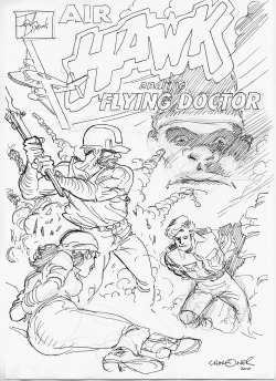 Early sketch rough of cover artwork for John Dixon's AIr Hawk and the Flying Doctor (Volume 3 by Gary Chaloner).